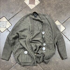 3/$15 Pur Green Chunky Knit Cardigan Sweater
